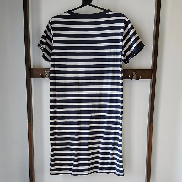 Navy and White Striped T-Shirt Dress - Picture 3 of 3